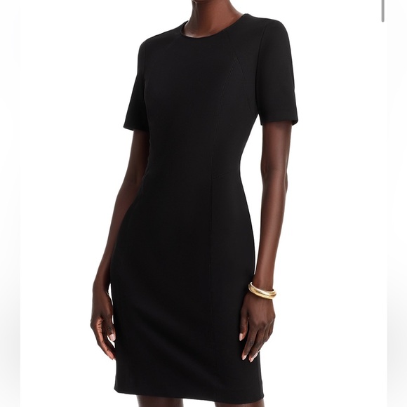 Black T Tahari Judianne Short Sleeve Fitted Sheath Dress from bloomingdale's - Picture 1 of 10